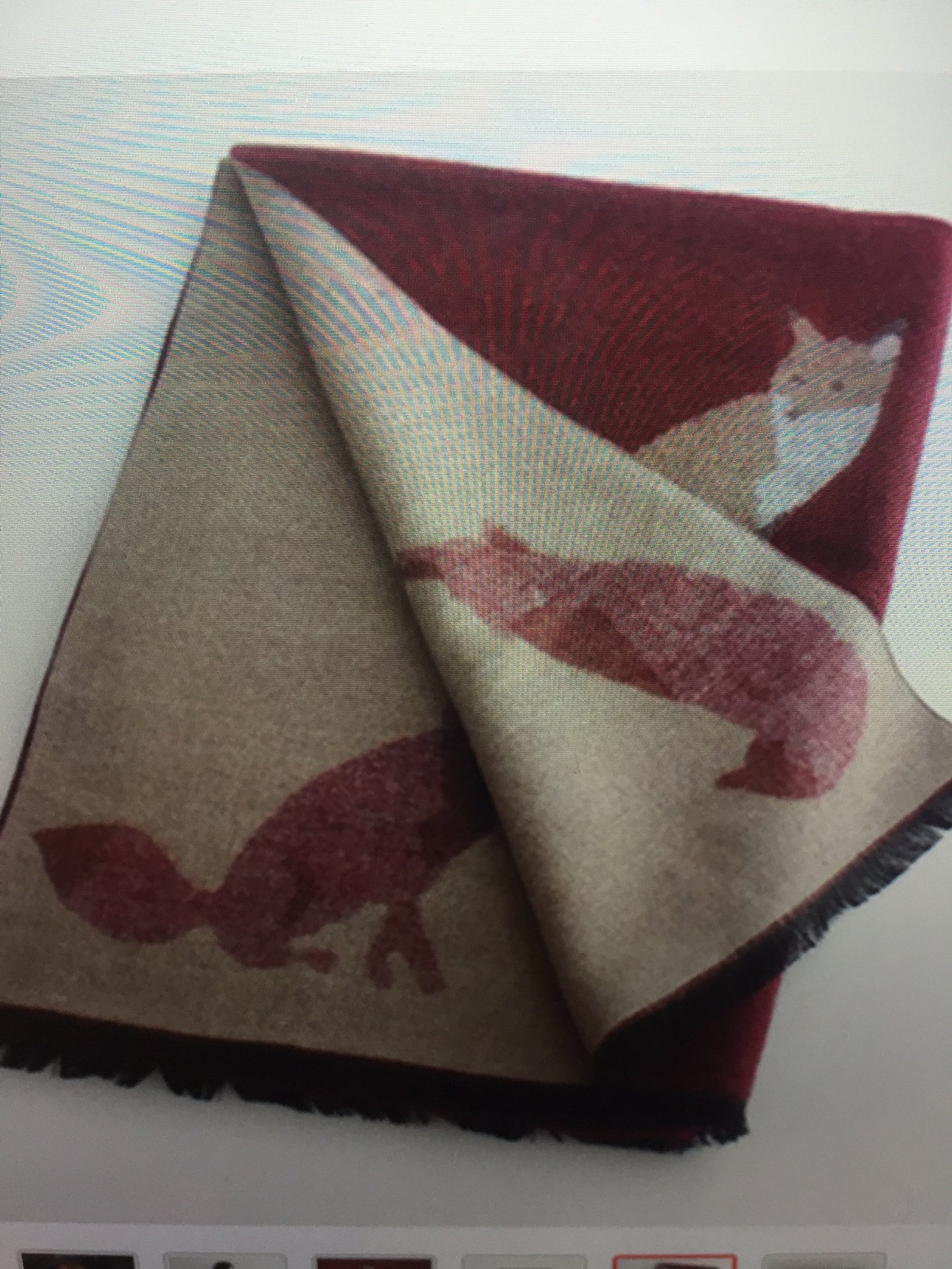 Luxury wine colour fox pashmina soft and reversible
