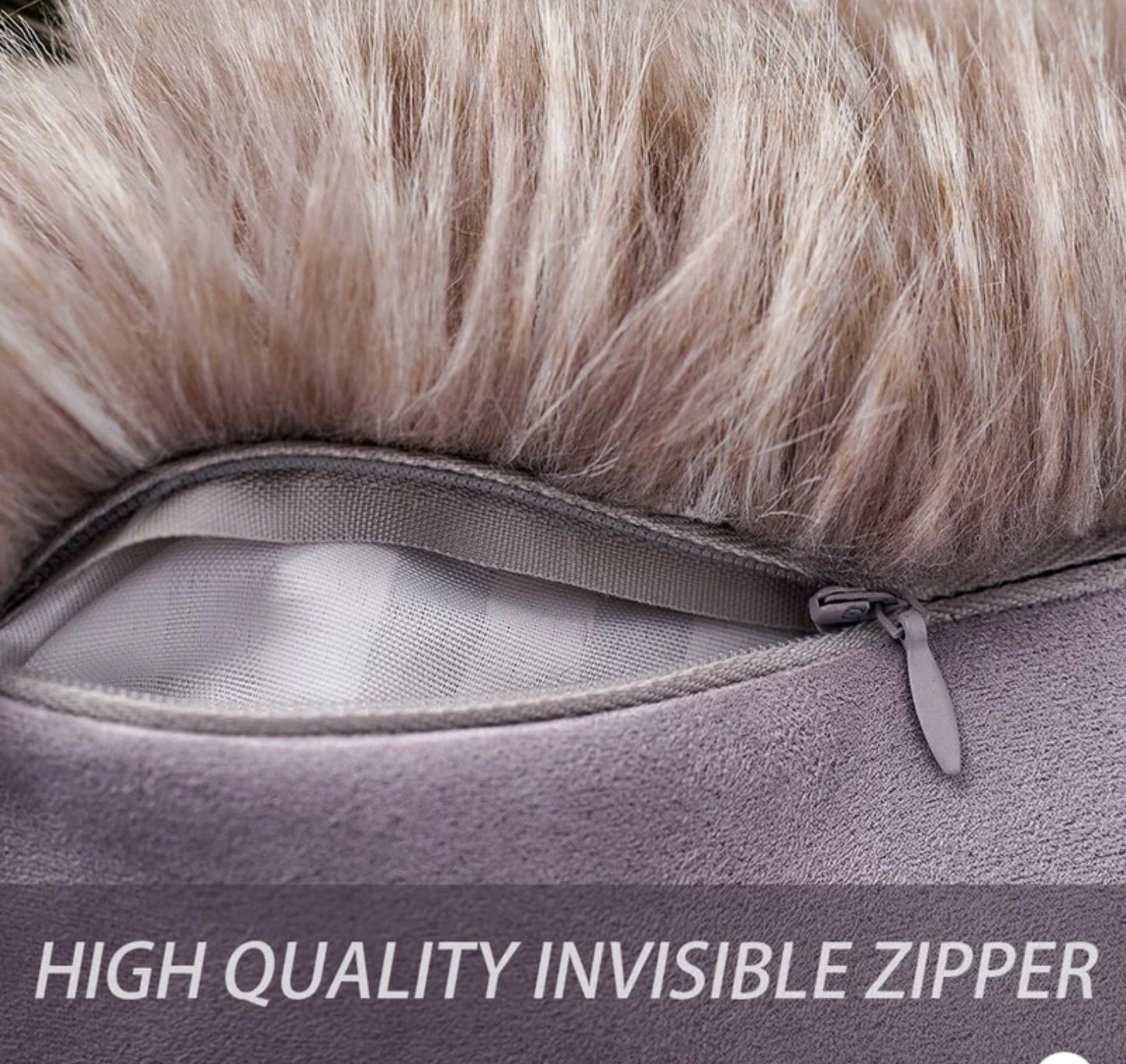 Luxury faux-fur cushion Grey plush &Soft