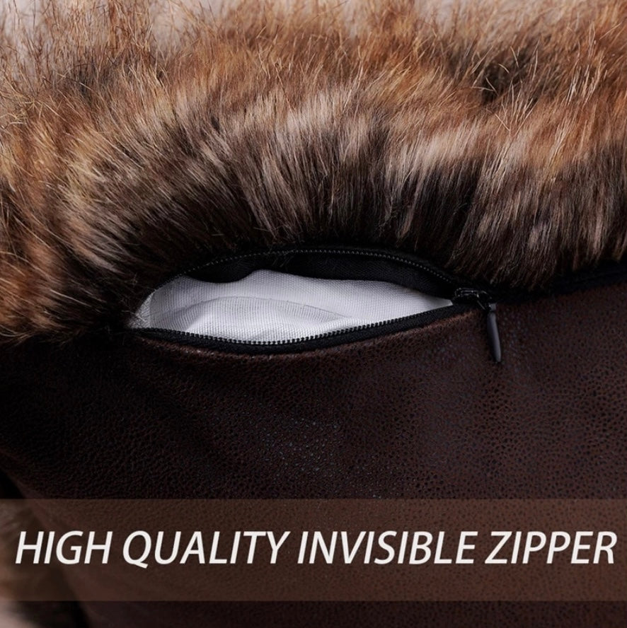 Luxury faux-fur cushion cover
