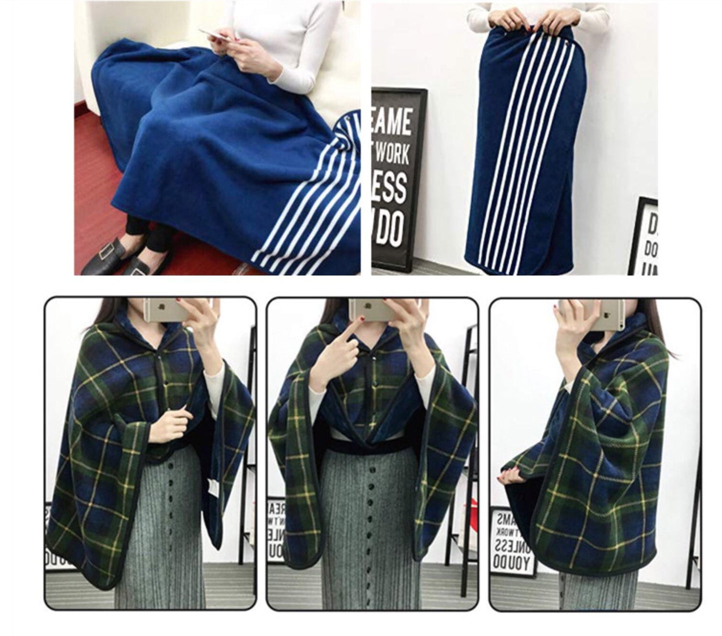 Black watch tartan poncho