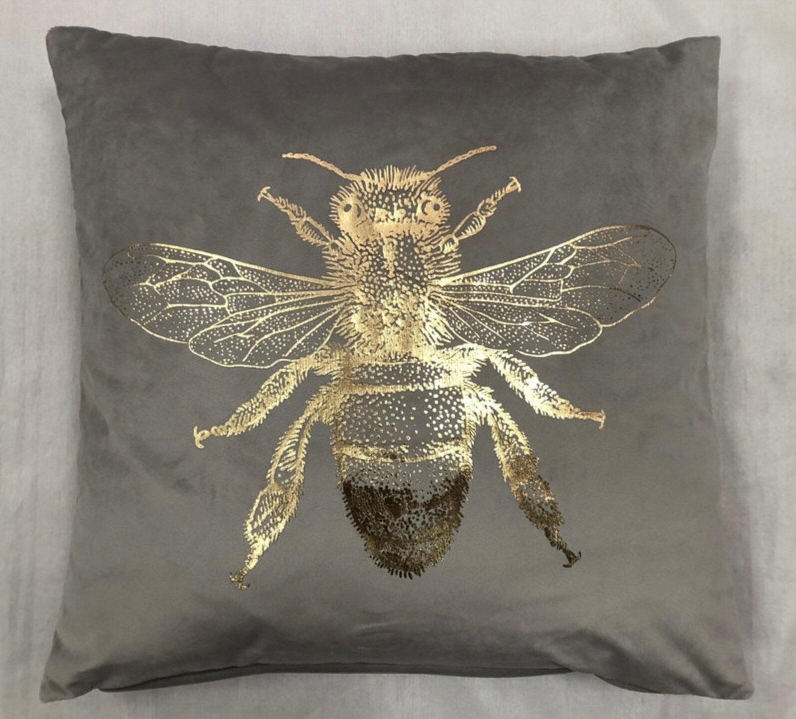 Grey velvet Bee cushion cover – My Interior Shop