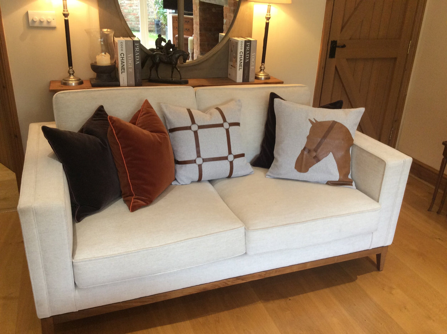 Luxury PU leather horse equestrian cushion cover