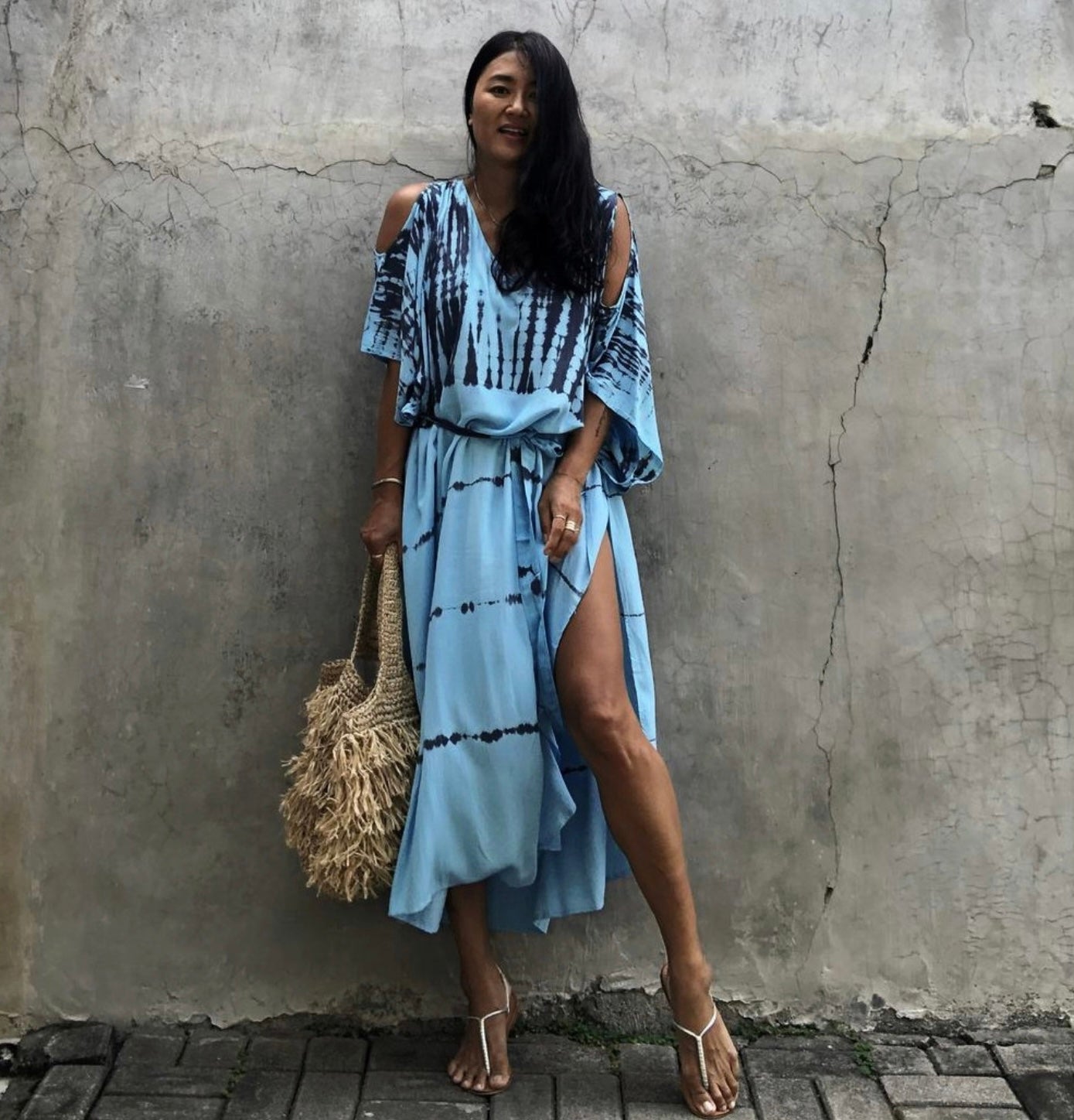 Turquoise Cold shoulder dress