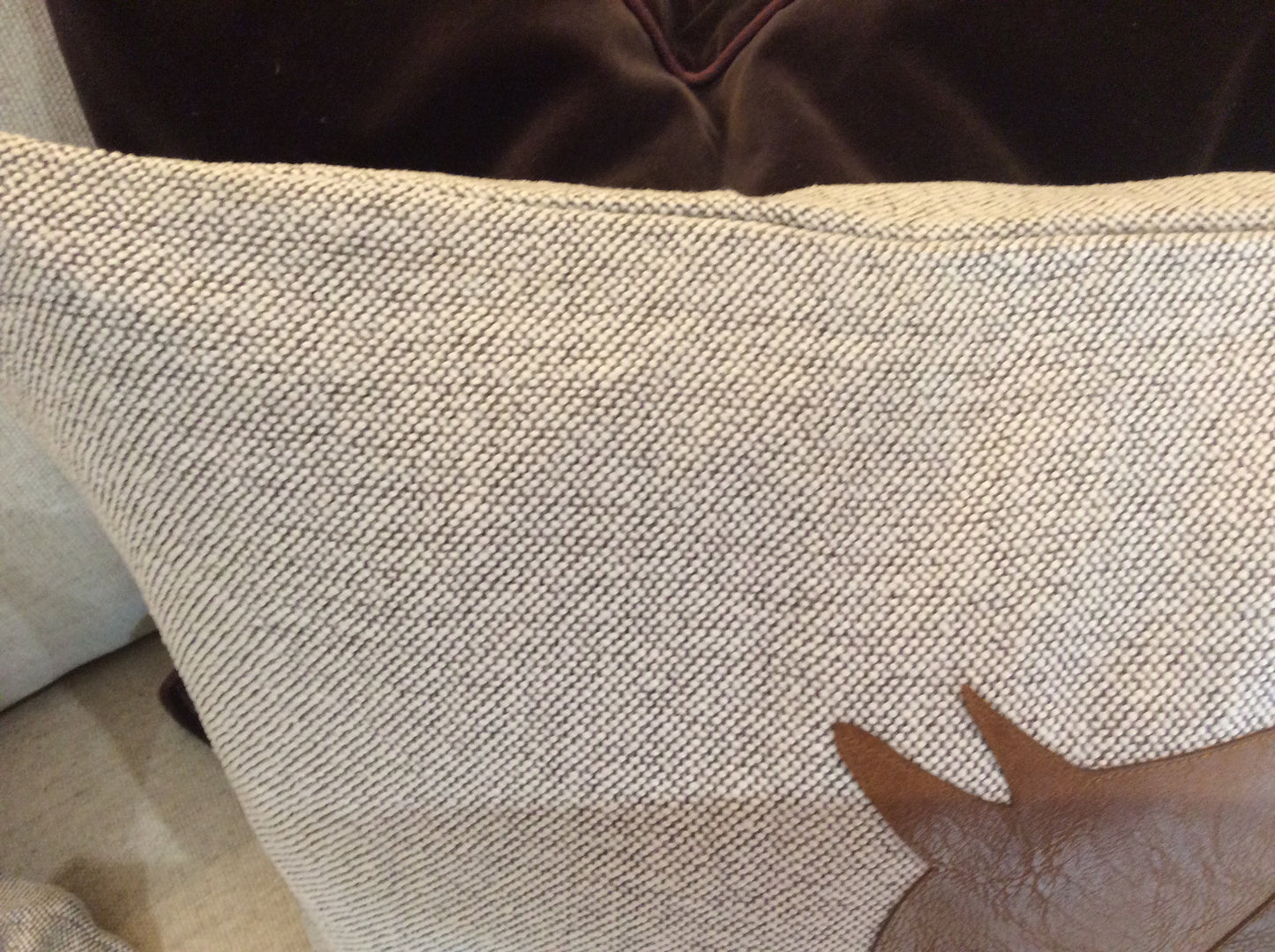 Luxury linen equestrian reins cushion cover 50x50cm PU leather