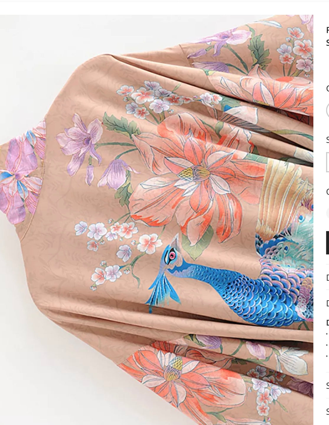 Kimono Peacock and Floral design