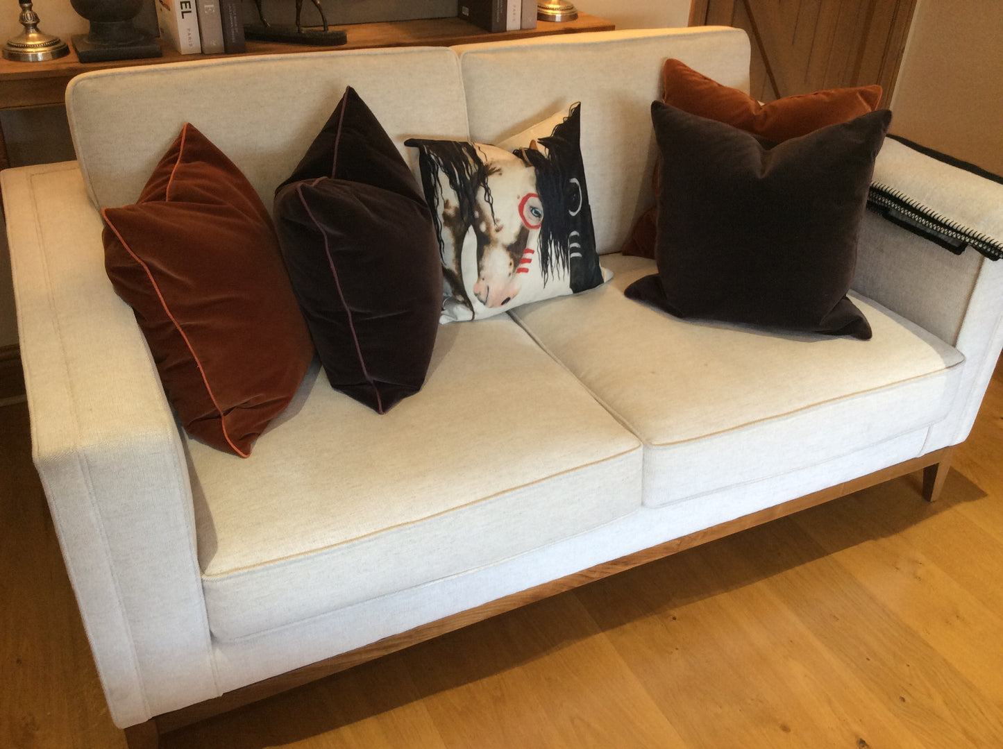Whimsical Horse linen cushion cover
