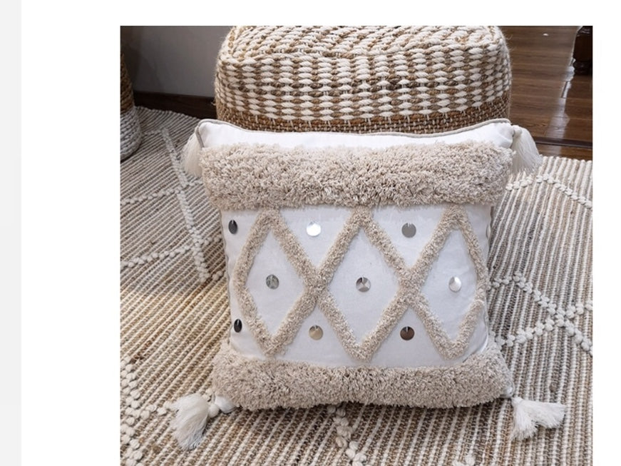 Boho Moroccan style embroidered cushion cover