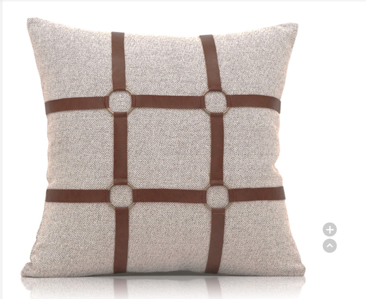 Luxury linen equestrian reins cushion cover 50x50cm PU leather