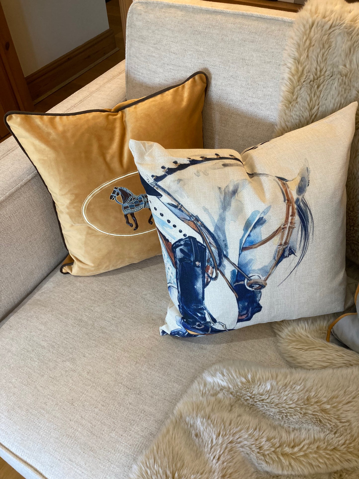 Dressage Linen cushion cover