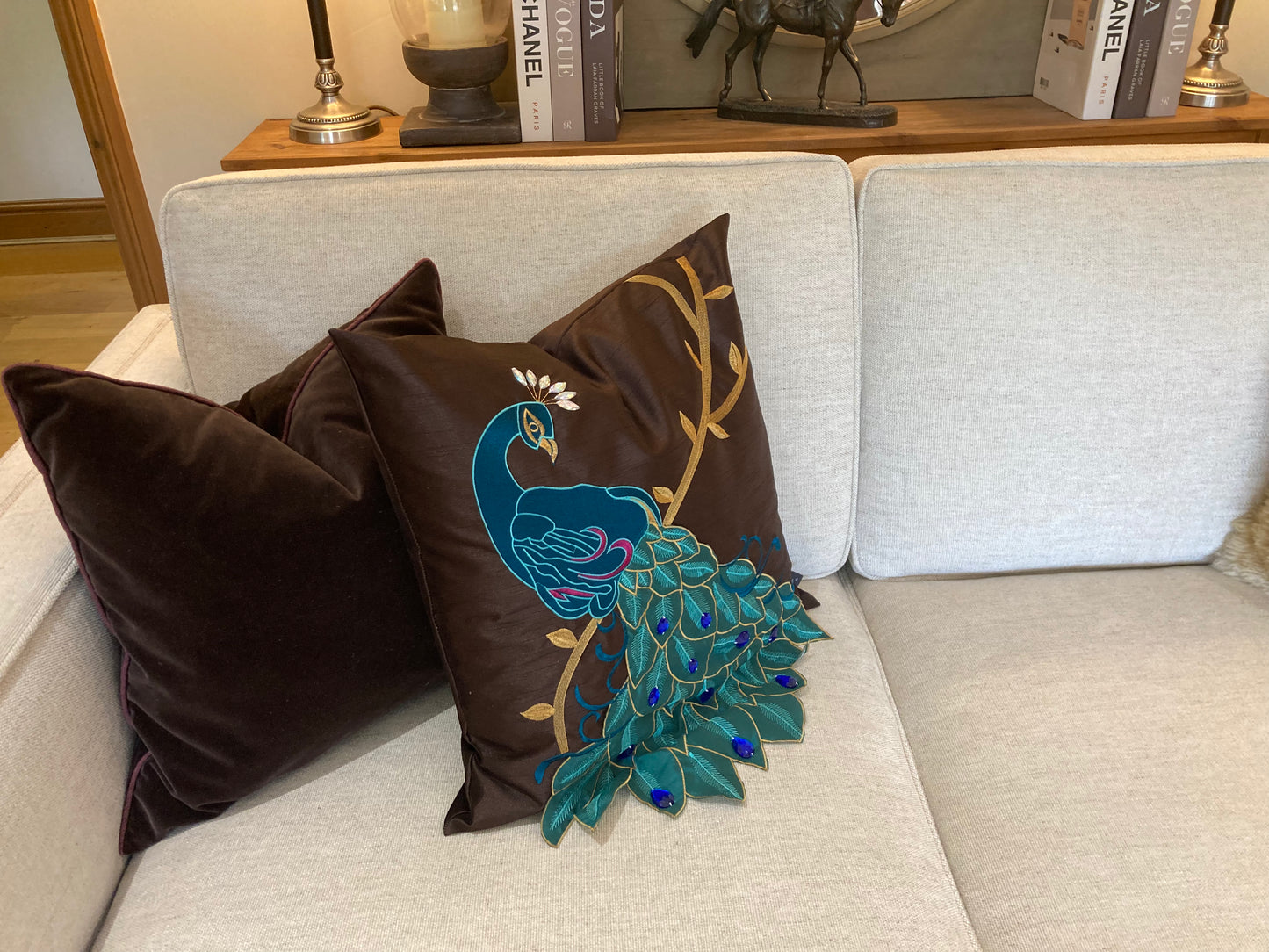 Peacock cushion cover
