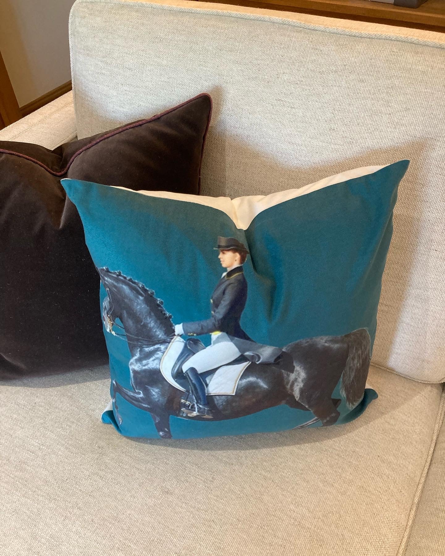 Blue dressage cushion cover