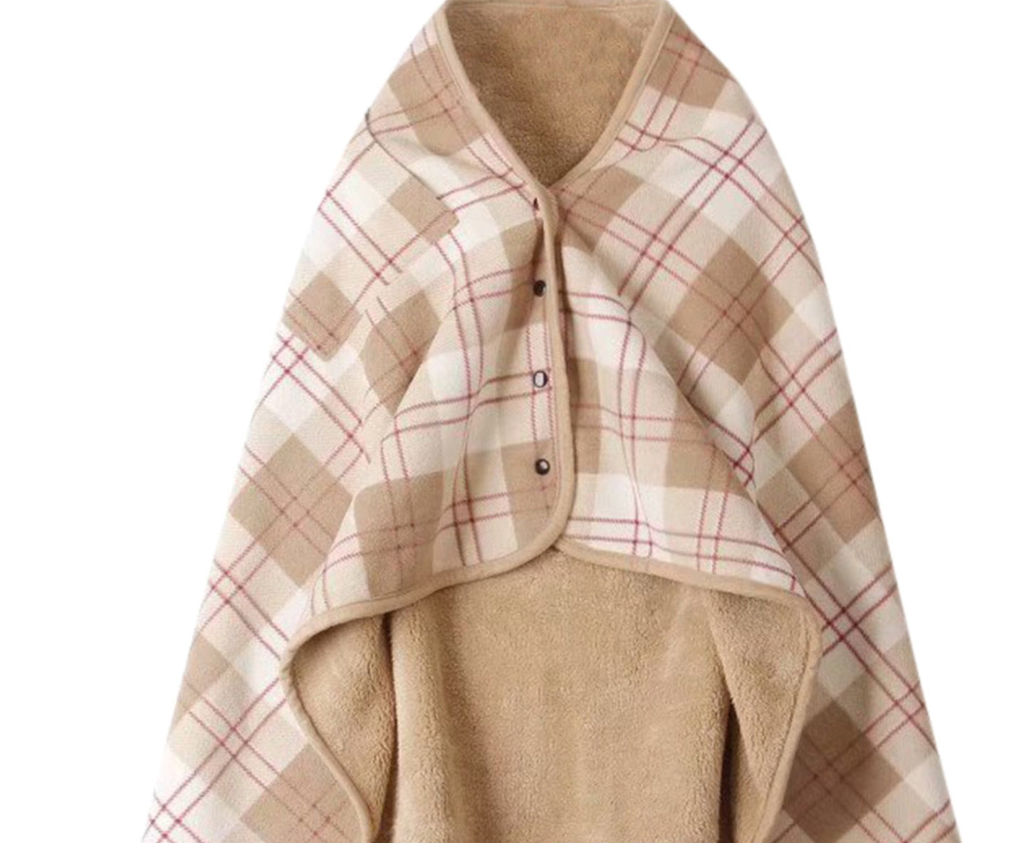 Poncho fleece warm plaid grey and off white great gift, various colours ,next day shipping