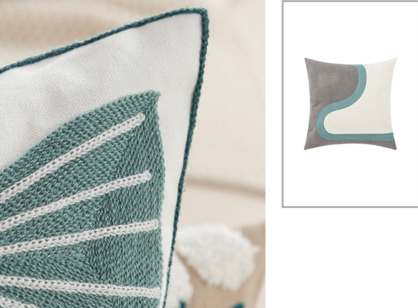 Embroidered fish cushion cover