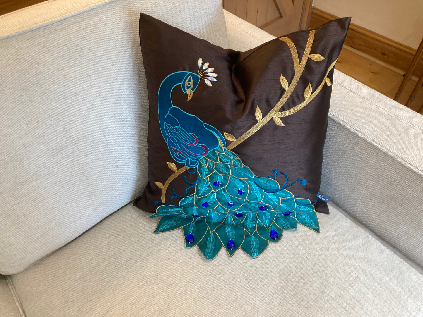 Peacock cushion cover