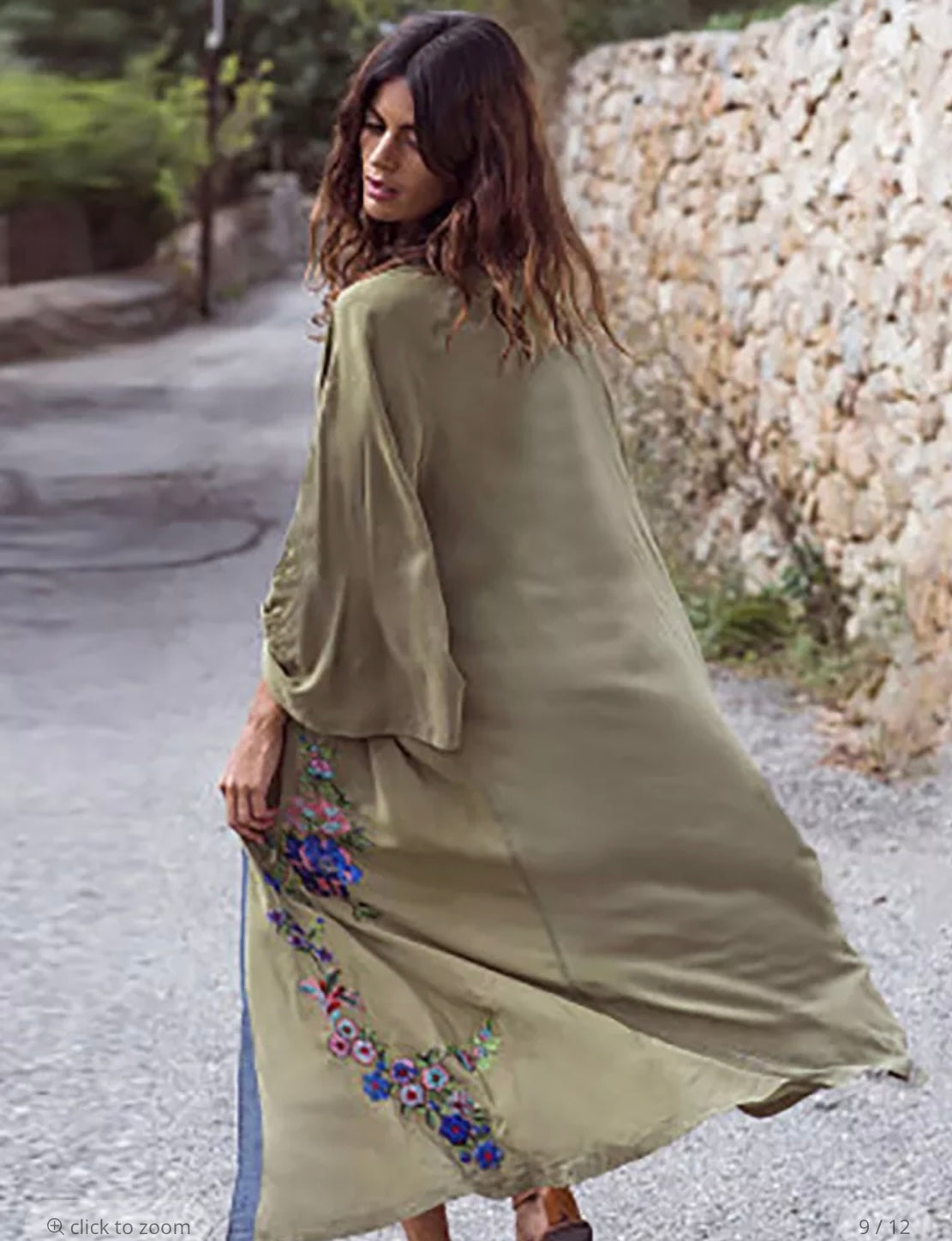 Boho flower embroidered kimono