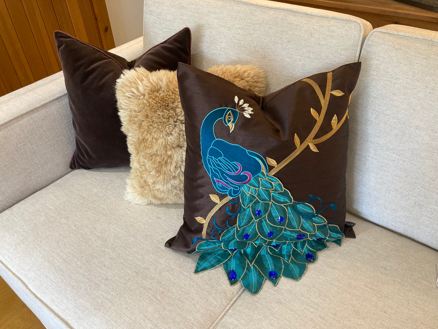 Peacock cushion cover