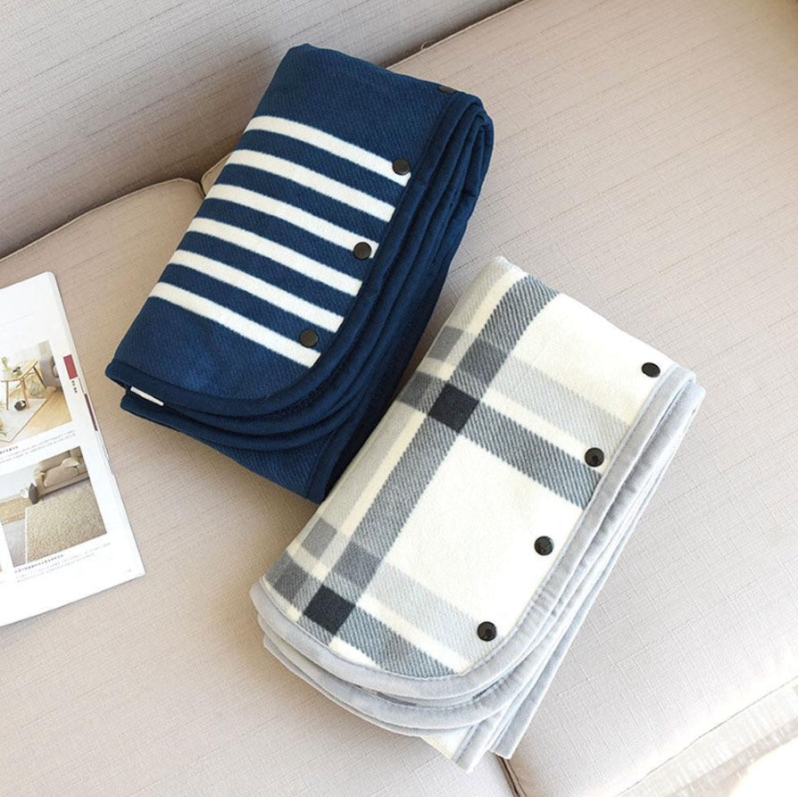 Poncho fleece warm plaid Navy and off white great gift,next day shipping