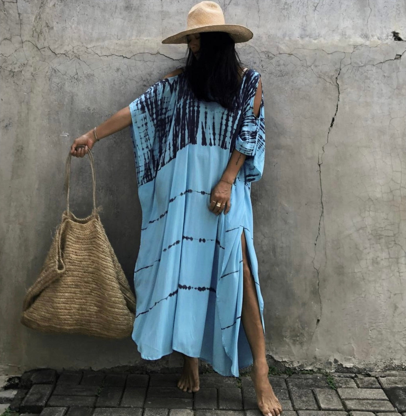 Turquoise Cold shoulder dress