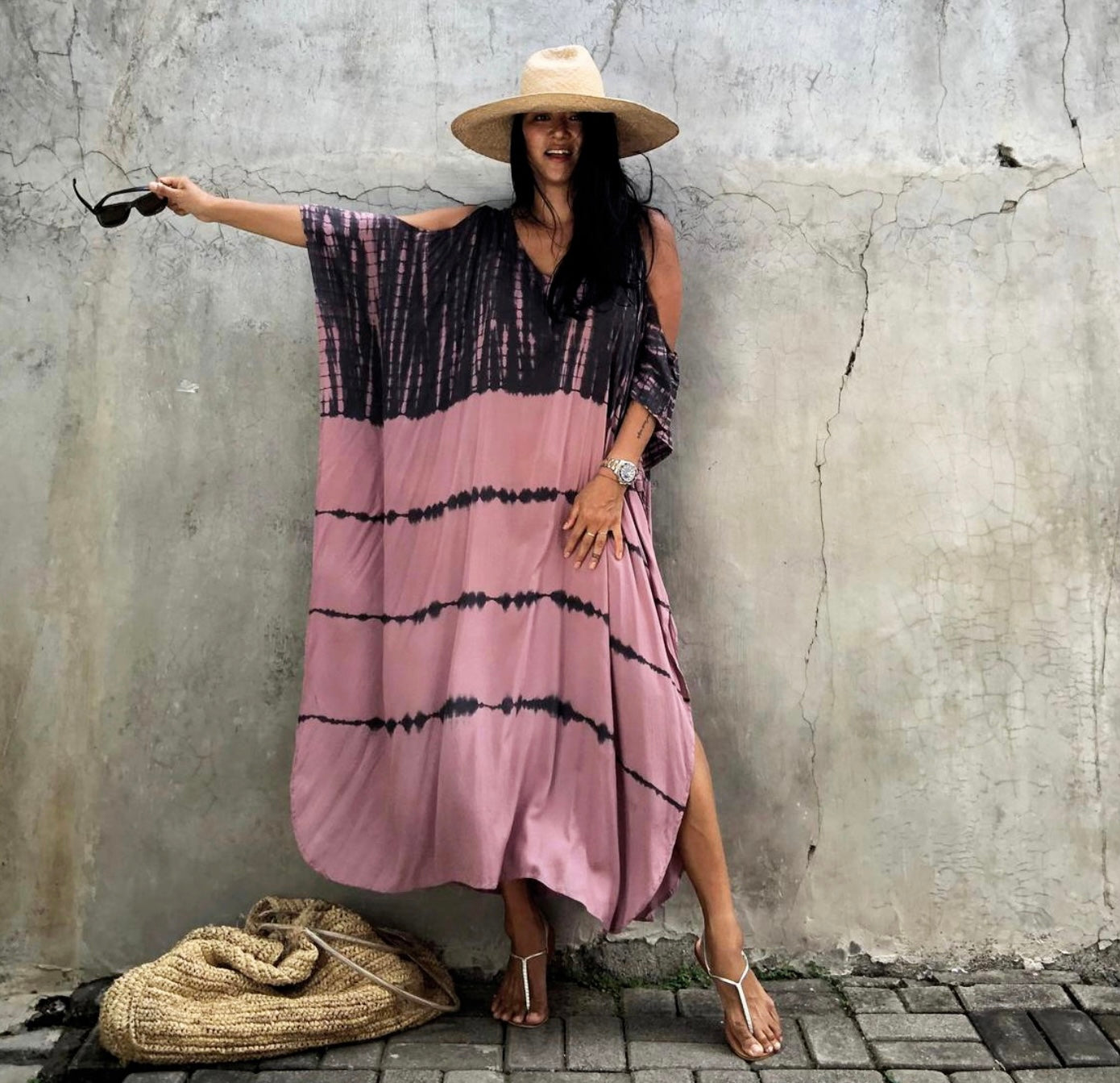 Pink cold shoulder dress