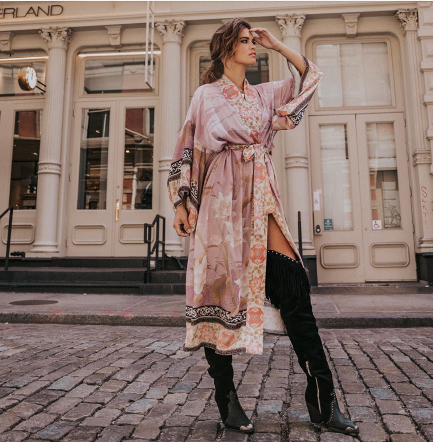 Kimono vintage print / Pink Flamingo