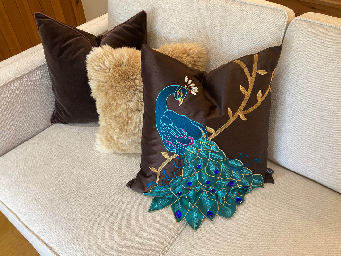 Peacock cushion cover