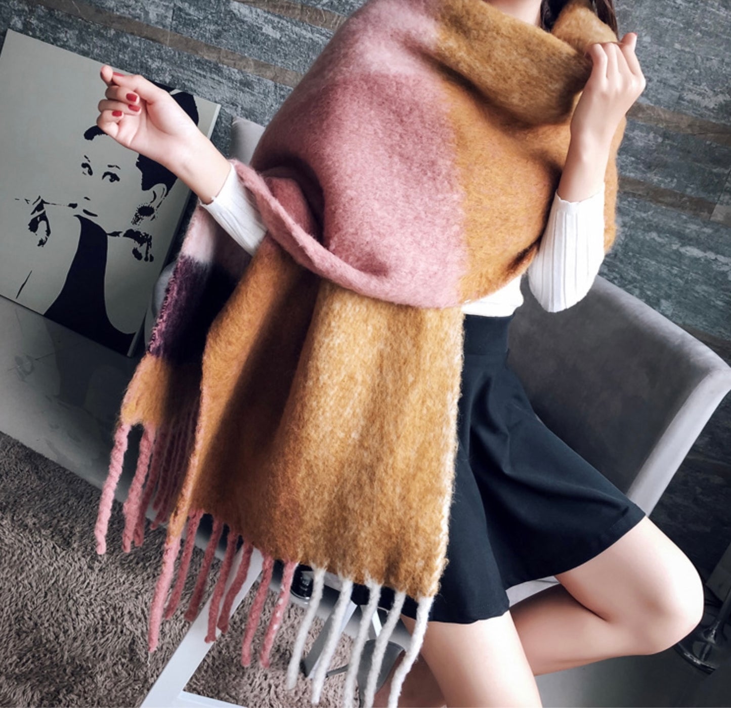 New fashion 2022 plaid scarf , long tassel ,shawl wrap