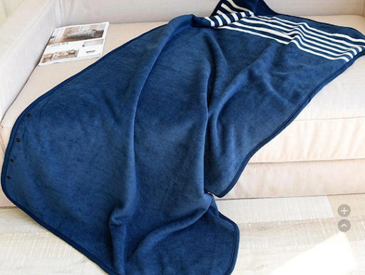Poncho fleece warm plaid Navy and off white great gift,next day shipping