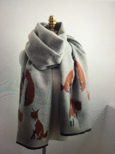 Luxury pashmina grey soft fox print reversible