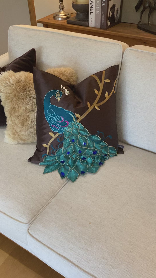 Peacock cushion cover