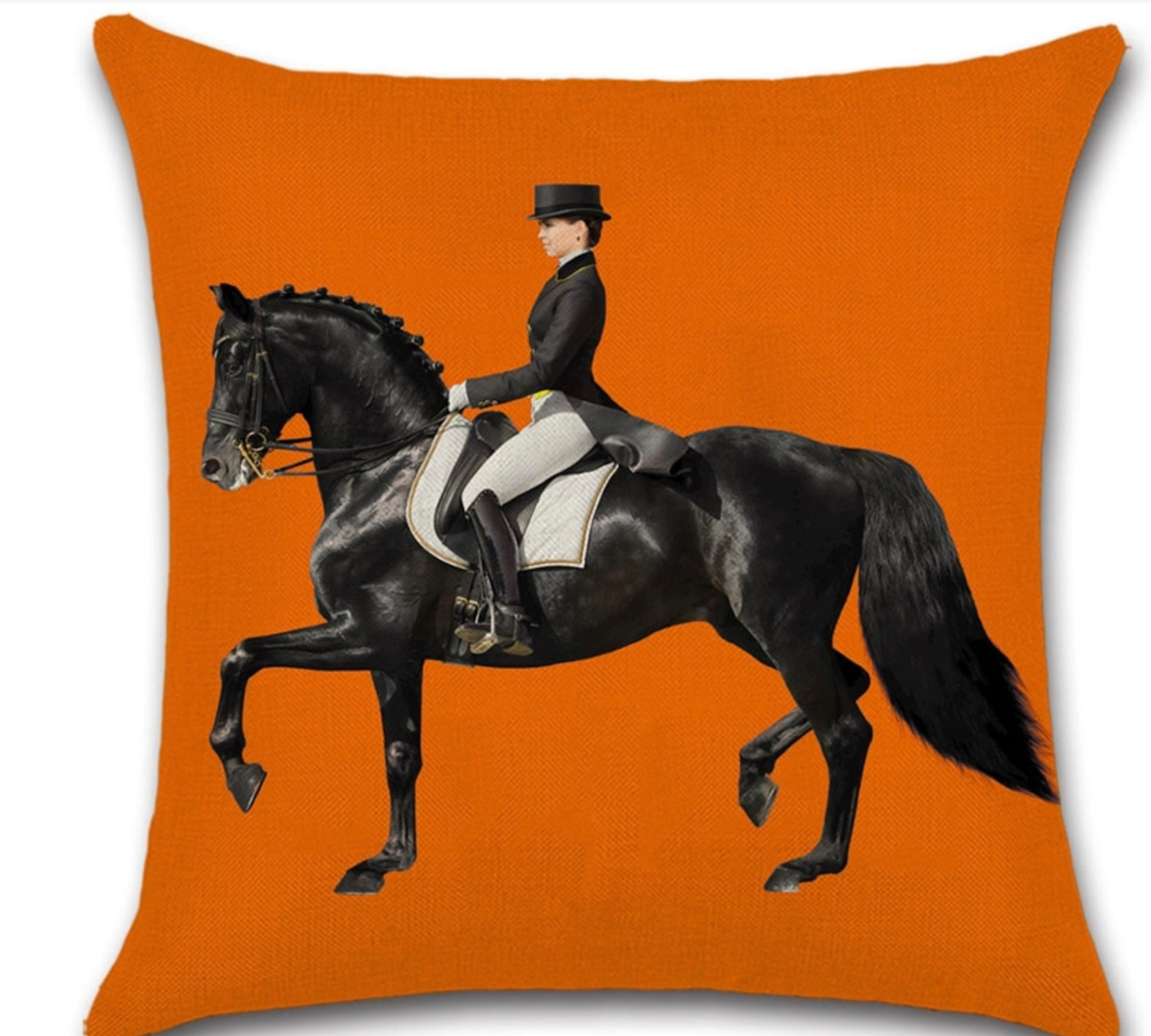 Horse dressage cushion / pillow cover, orange and Black