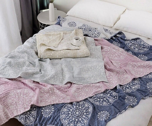 100% Muslin cotton blanket 200cmx150 queen size / throw