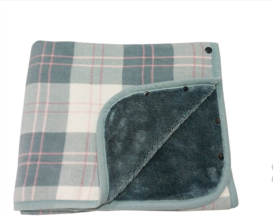 Poncho fleece warm plaid grey and off white  great gift, various colours ,next day shipping (Copy)