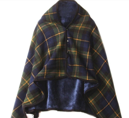 Black watch tartan poncho