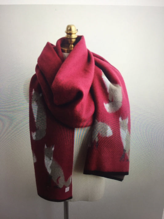 Luxury wine colour fox pashmina soft and reversible