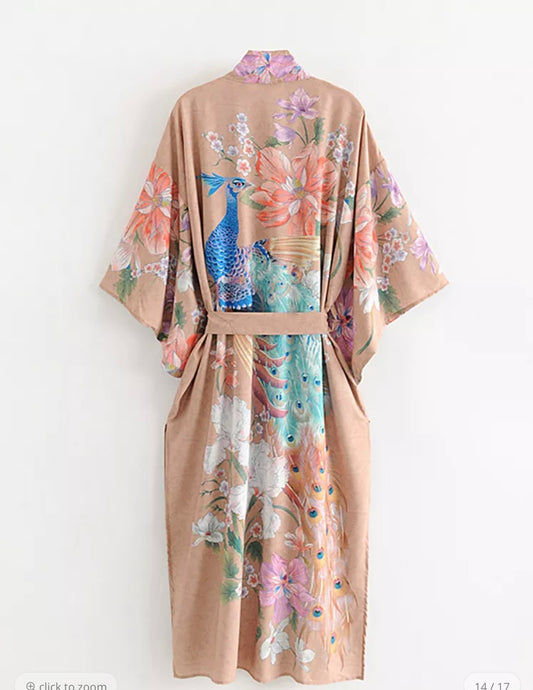 Kimono Peacock and Floral design