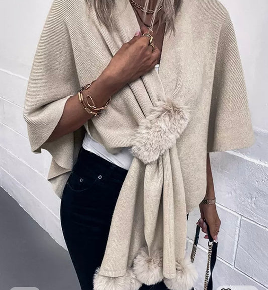 Luxury Cream poncho /wrap/ shawl