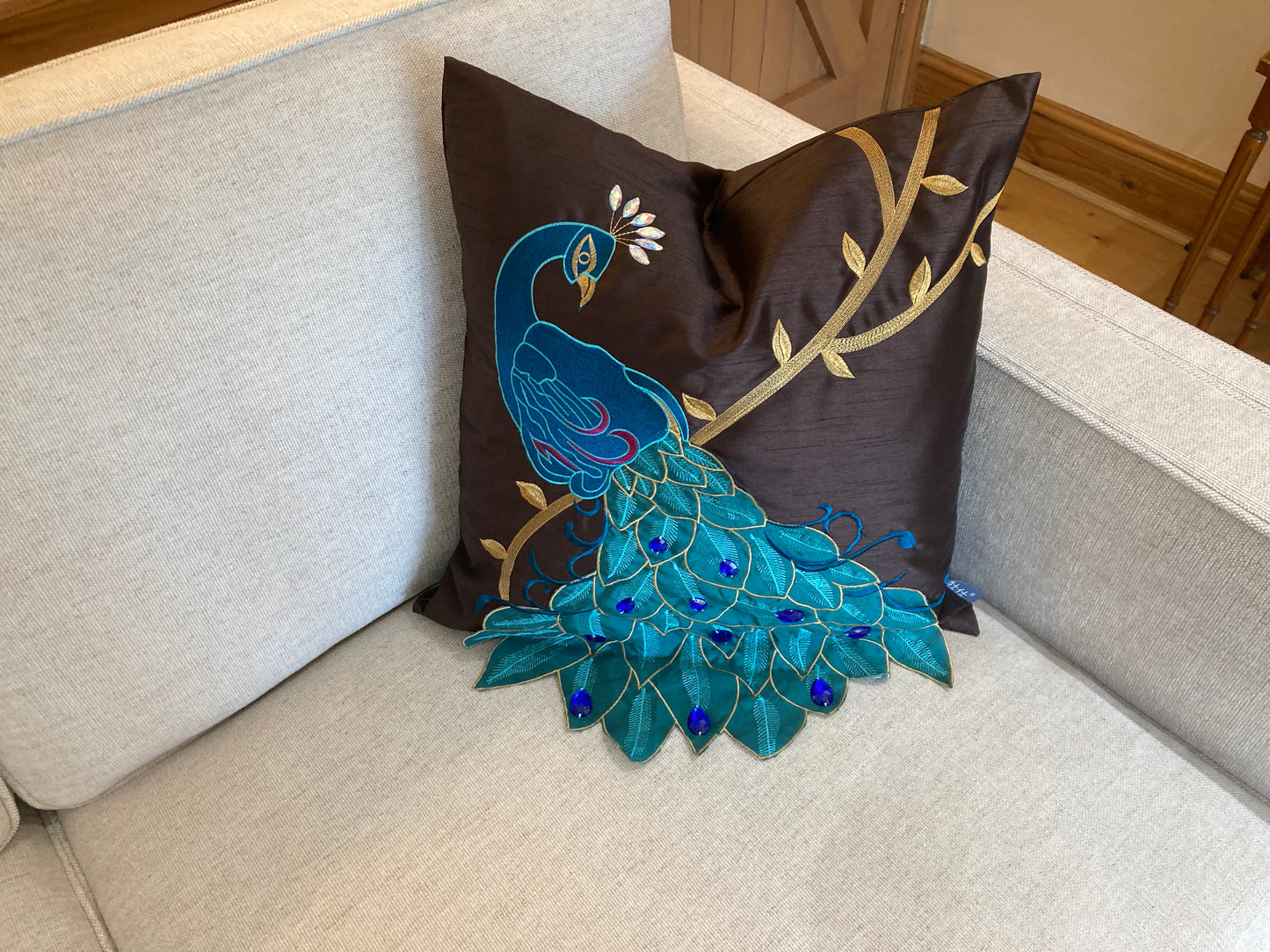 Peacock cushion cover