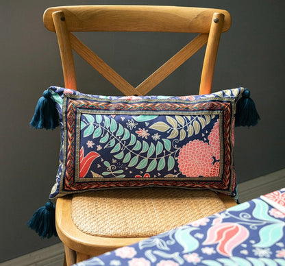 Vintage style floral leaf print / embroidered,velvet cushion