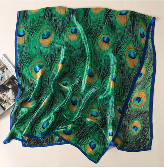 Peacock 100 silk scarf