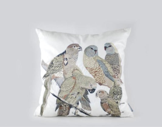 Luxury velvet embroidered birds / parrots cushion / pillow cover