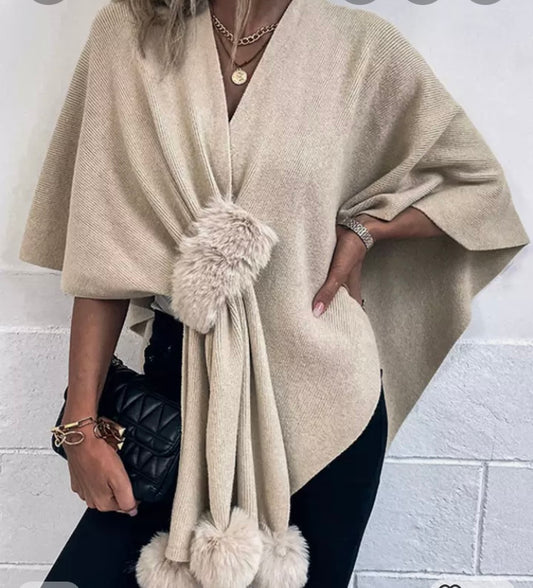 Luxury Cream poncho /wrap/ shawl