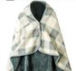 Poncho fleece warm plaid Navy  and off white  great gift,next day shipping