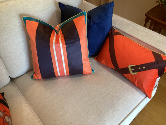 Velvet striped cushion cover