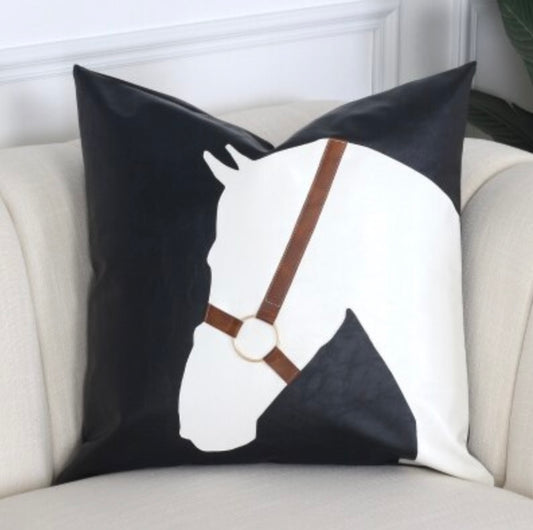 Luxury equestrian horse PU leather cushion / pillow cover