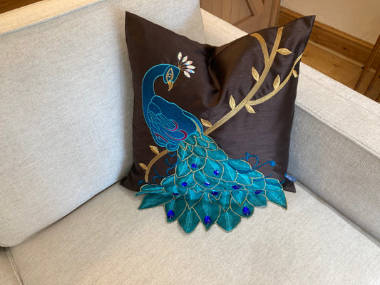 Peacock cushion cover