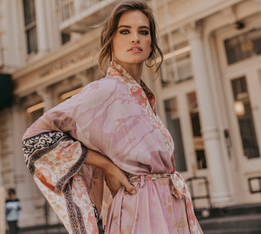 Kimono vintage print / Pink Flamingo