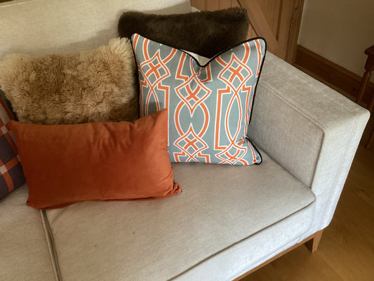Abstract cushion cover grey and orange