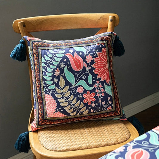 Vintage style floral leaf print / embroidered,velvet cushion