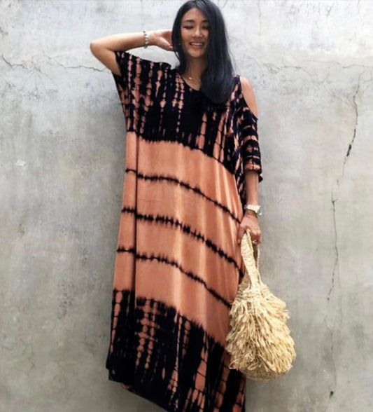 Orange cold shoulder dress