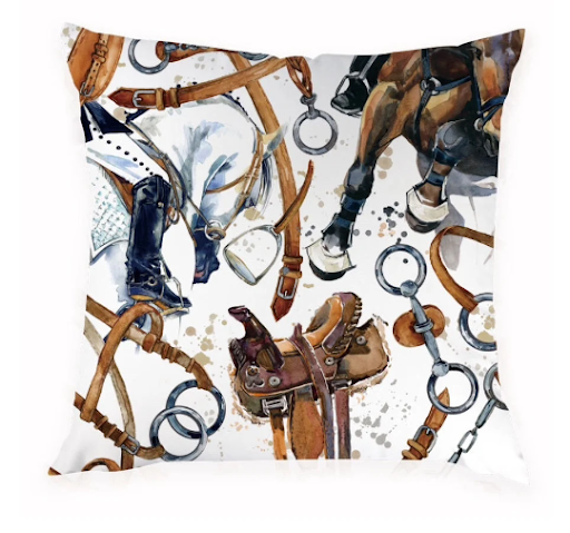 Equestrian peach skin pillow/ cushion cover horse farmhouse